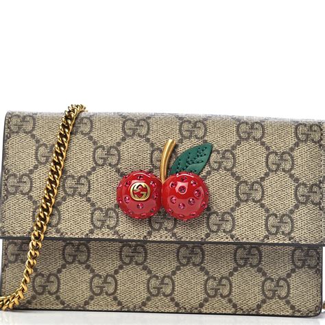 GUCCI GG Supreme Monogram Mini Cherry Chain Bag